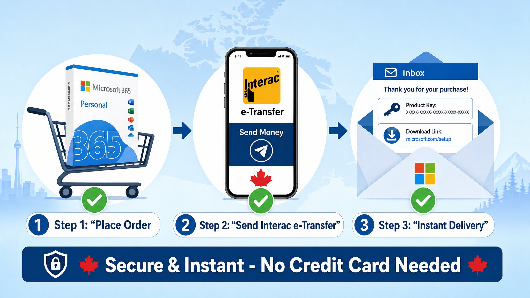 How to use Interac e-Transfer for Microsoft digital products - secure and instant Canadian payment method step-by-step guide