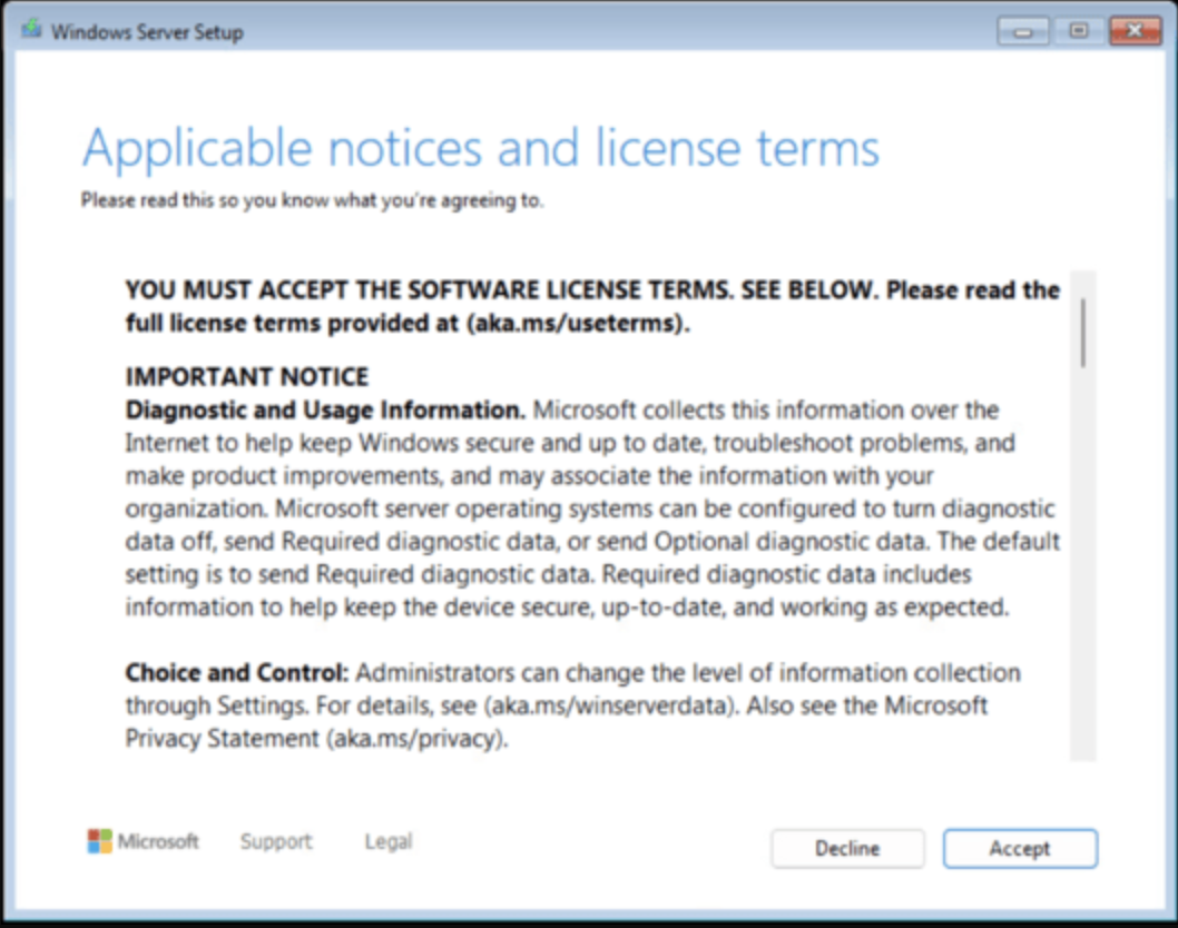 Accept the Microsoft License Terms