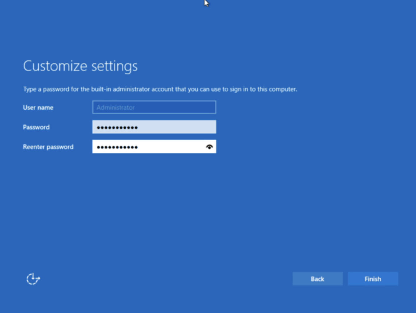 Set Administrator password for Windows Server 2025 Standard