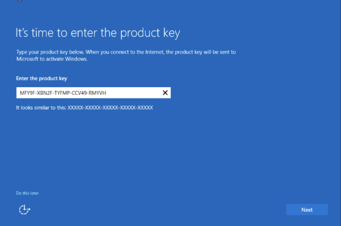 Enter Windows Server 2025 Standard product key in Settings Activation