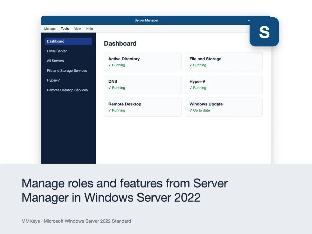 Microsoft Windows Server 2022 Standard – Manage roles and features from Server Manager in Windows Server 2022