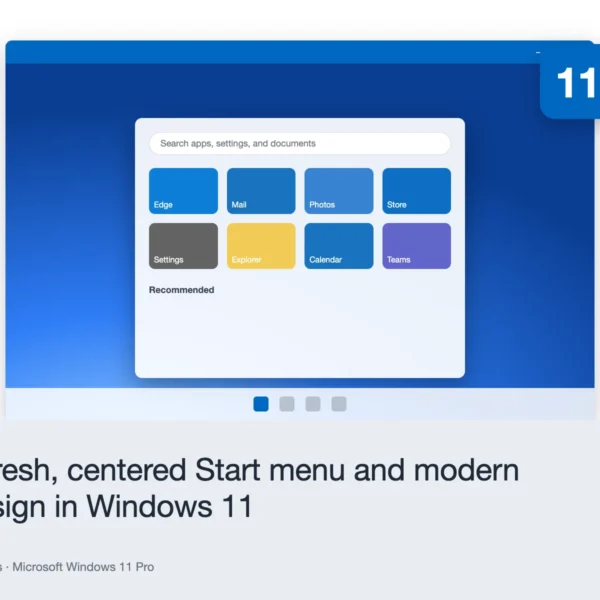 Microsoft Windows 11 Pro – A fresh, centered Start menu and modern design in Windows 11